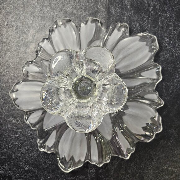 Mikasa Round Compote Tulips Satin Frosted Glass Pedestal Footed Compote - Picture 3 of 12